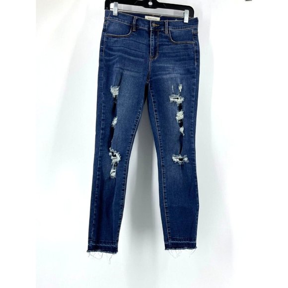 Pac Sun Women's Mid Rise Ankle Jeggings Distressed Skinny Jeans Denim Size 27 W - Picture 1 of 12